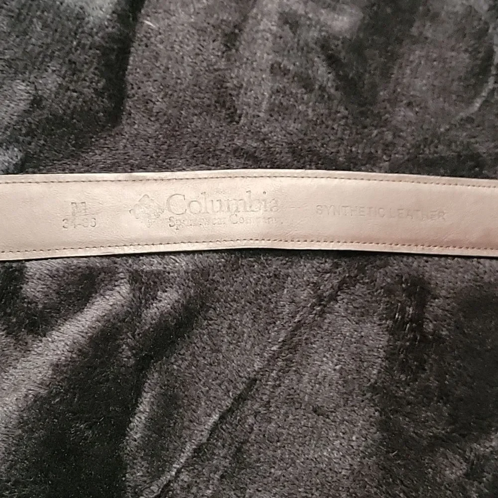Columbia Oil Tan Leather double loop belt brown brass casual M 34/36